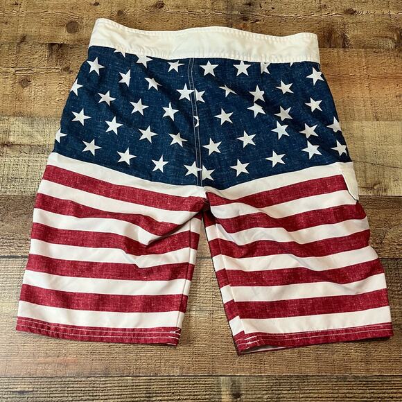 Carbon Men's Red White Blue America Pockets Board Shorts Sz 30 Summer Beach Swim - Picture 3 of 3